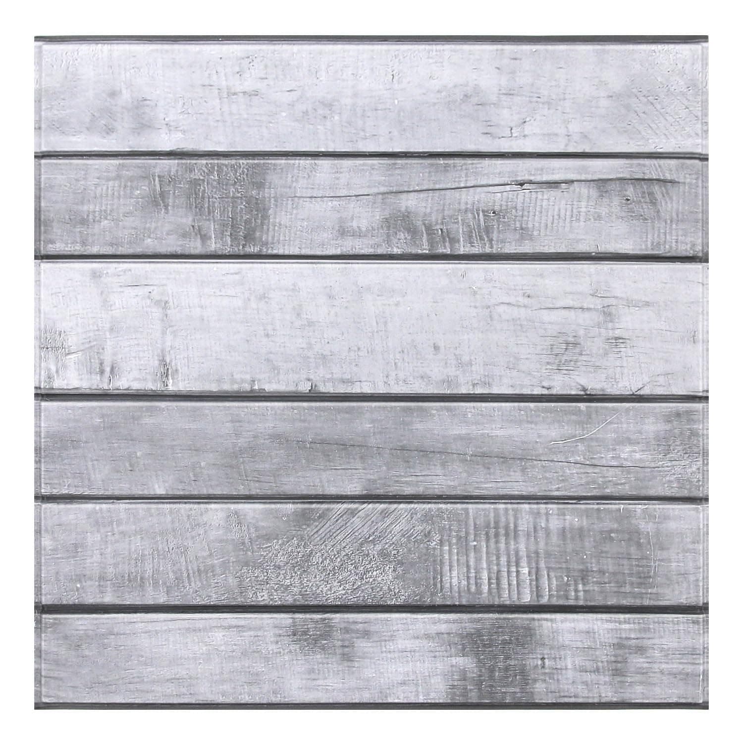 Murales 3D COMSTICKC Imitation Bois Hellgrau 10 Pièces 30x30cm Rétro Imperméable
