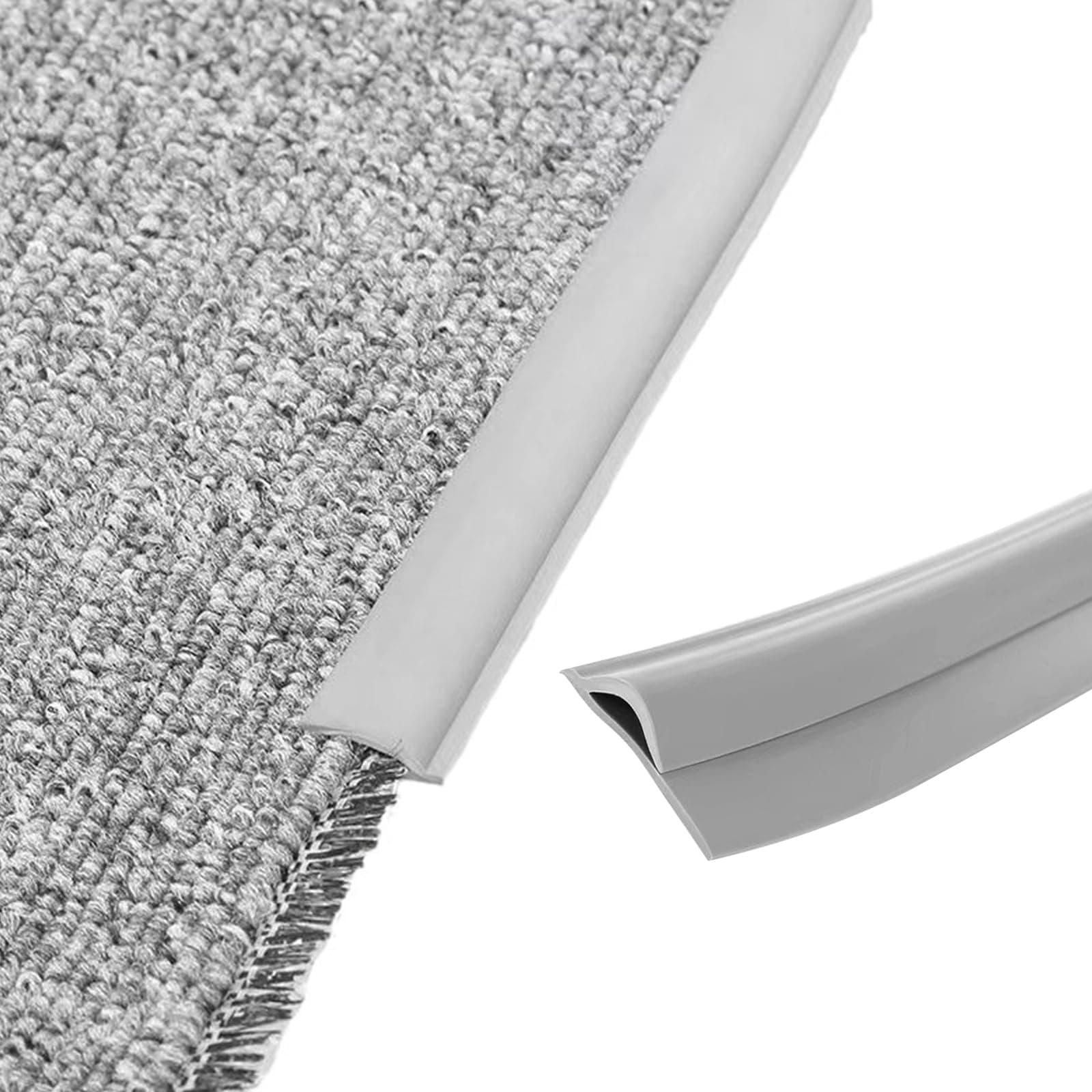 Bande de transition autocollante PVC gris 5m pour moquette et plancher bois - Étanchéité porte - Sécurité et esthétique