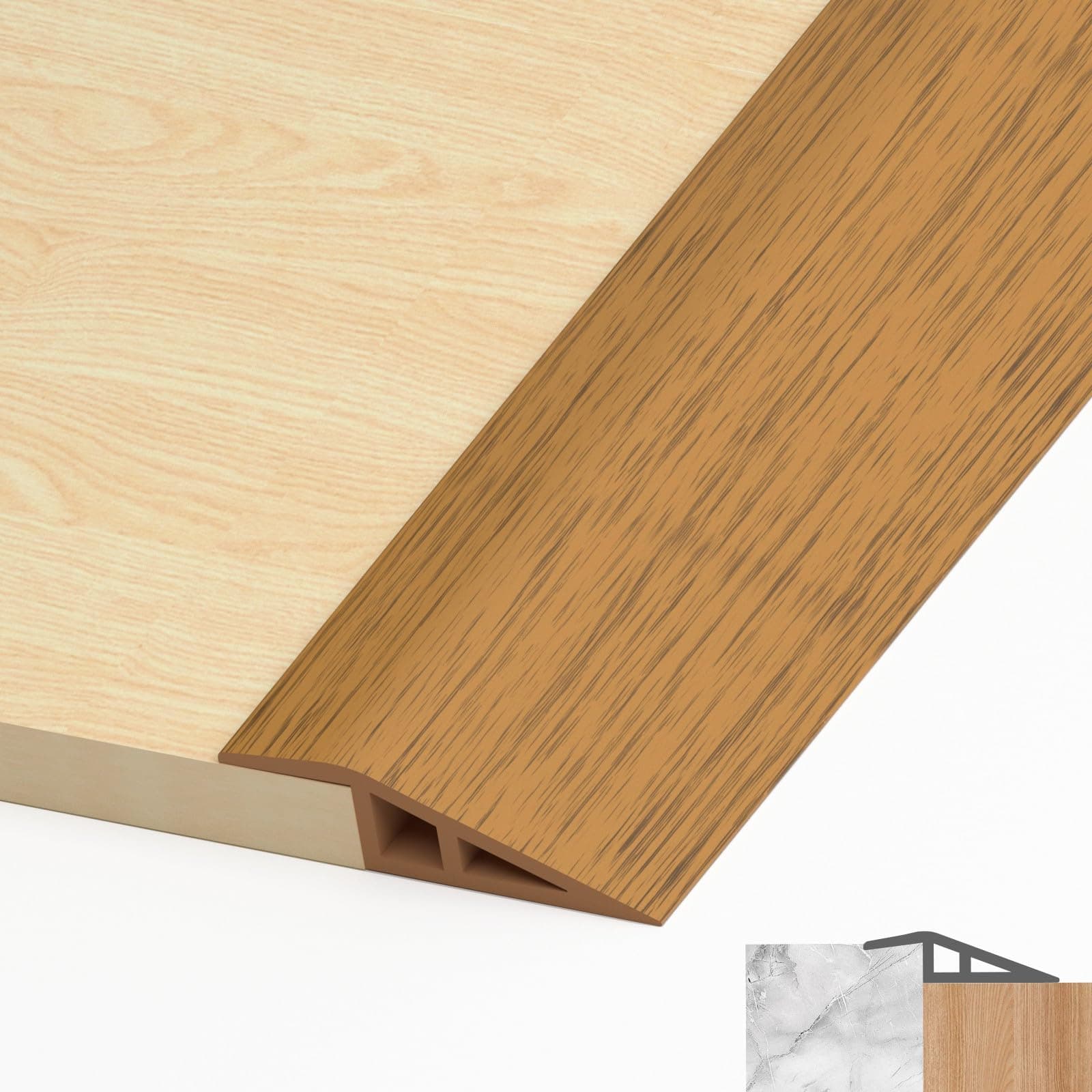 LIHIQIYA Barre de seuil adhésive PVC, grain de bois jaune, 7mm à 10mm, 1M