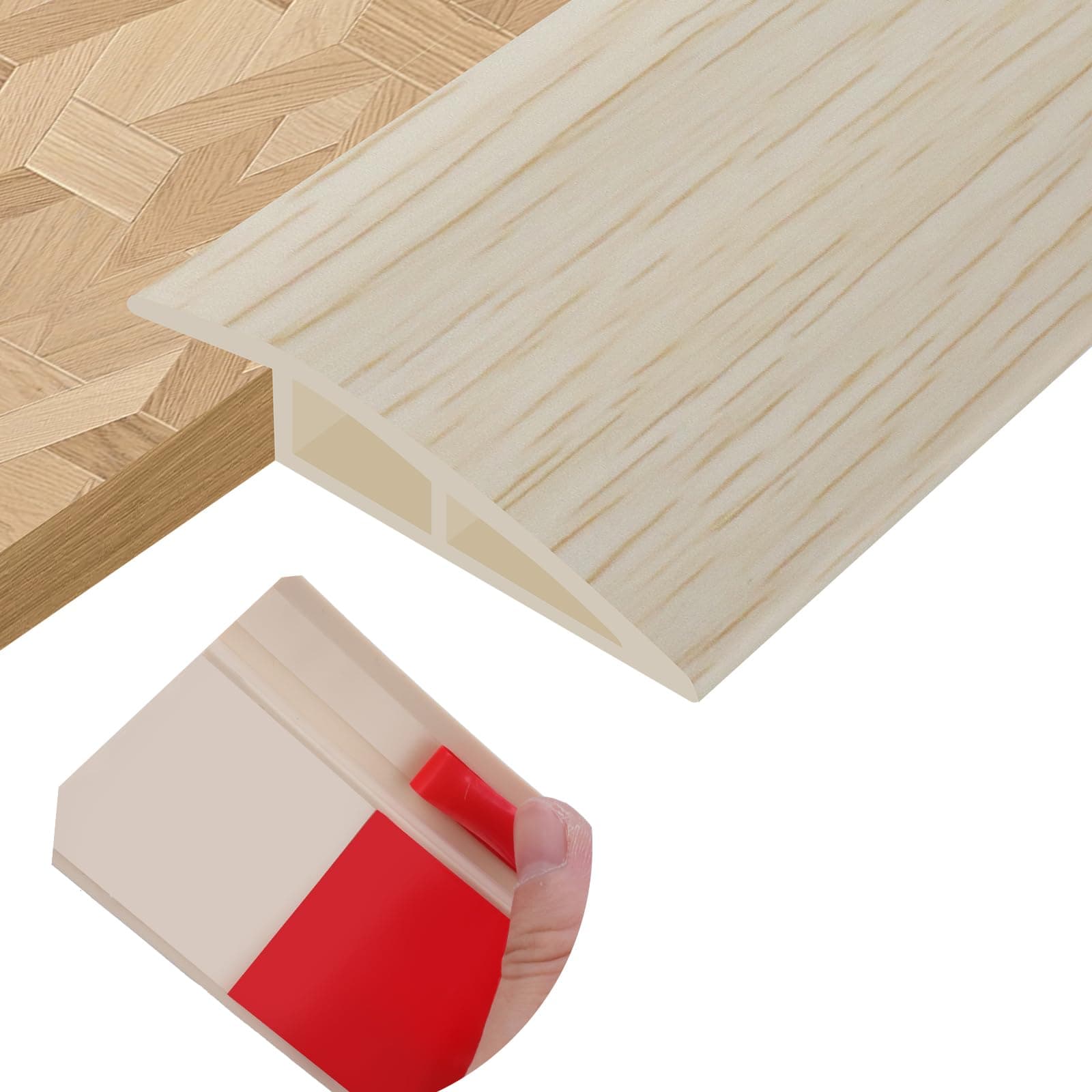 Barre de seuil en PVC Grain de bois beige 10mm×1m pour stratifié et transition de tapis