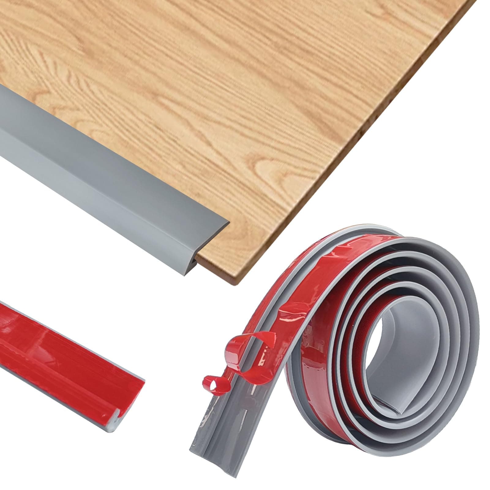 Profilé de transition autocollant Gris - Rampe de seuil PVC - Parquet et seuils - Pour différente hauteur 2-5mm - Gris 1