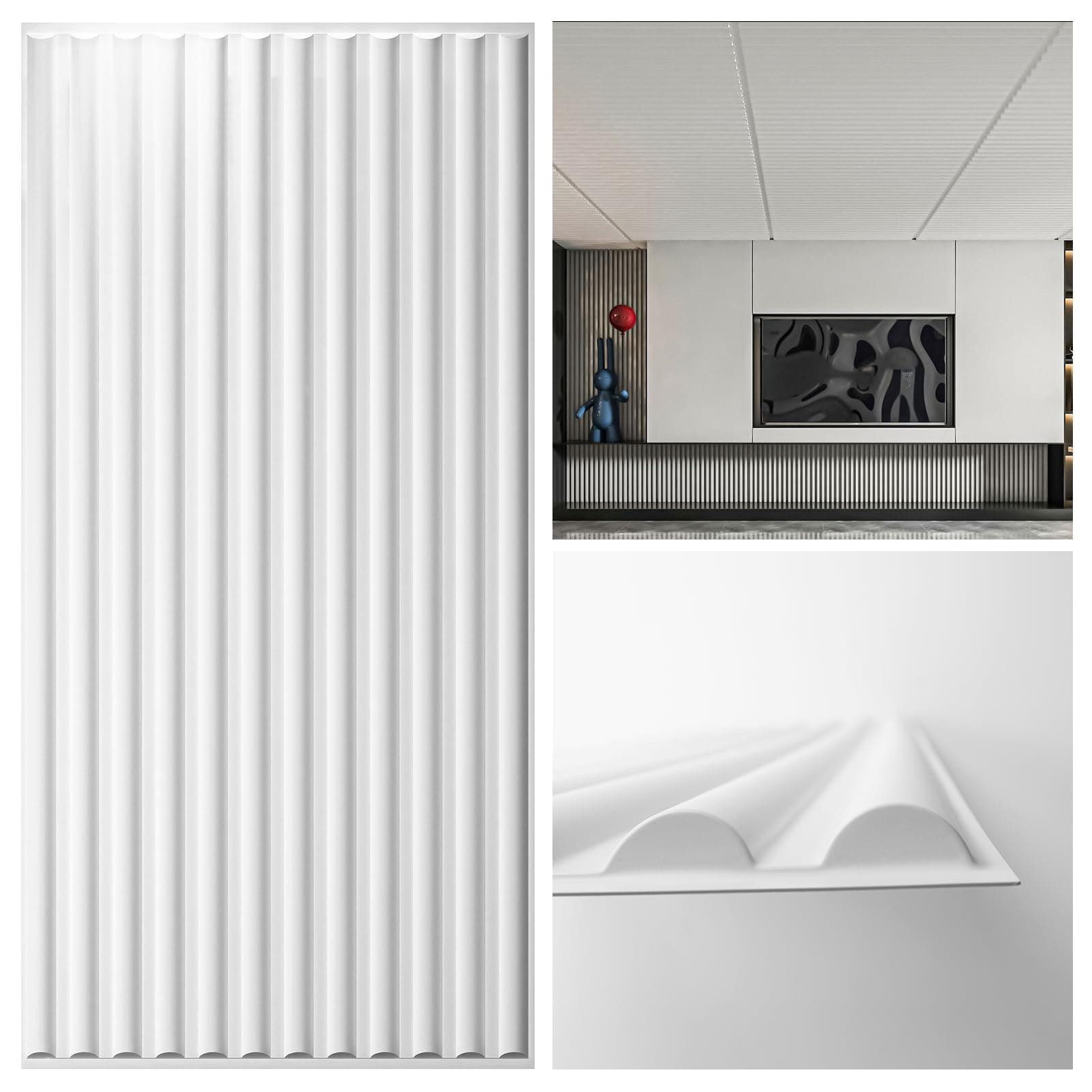 Art3d - Dalles de plafond 3D Lot de 12 Blanc pour décoration murale intérieure - 61 x 121,9 cm - Chic et modernes pour m