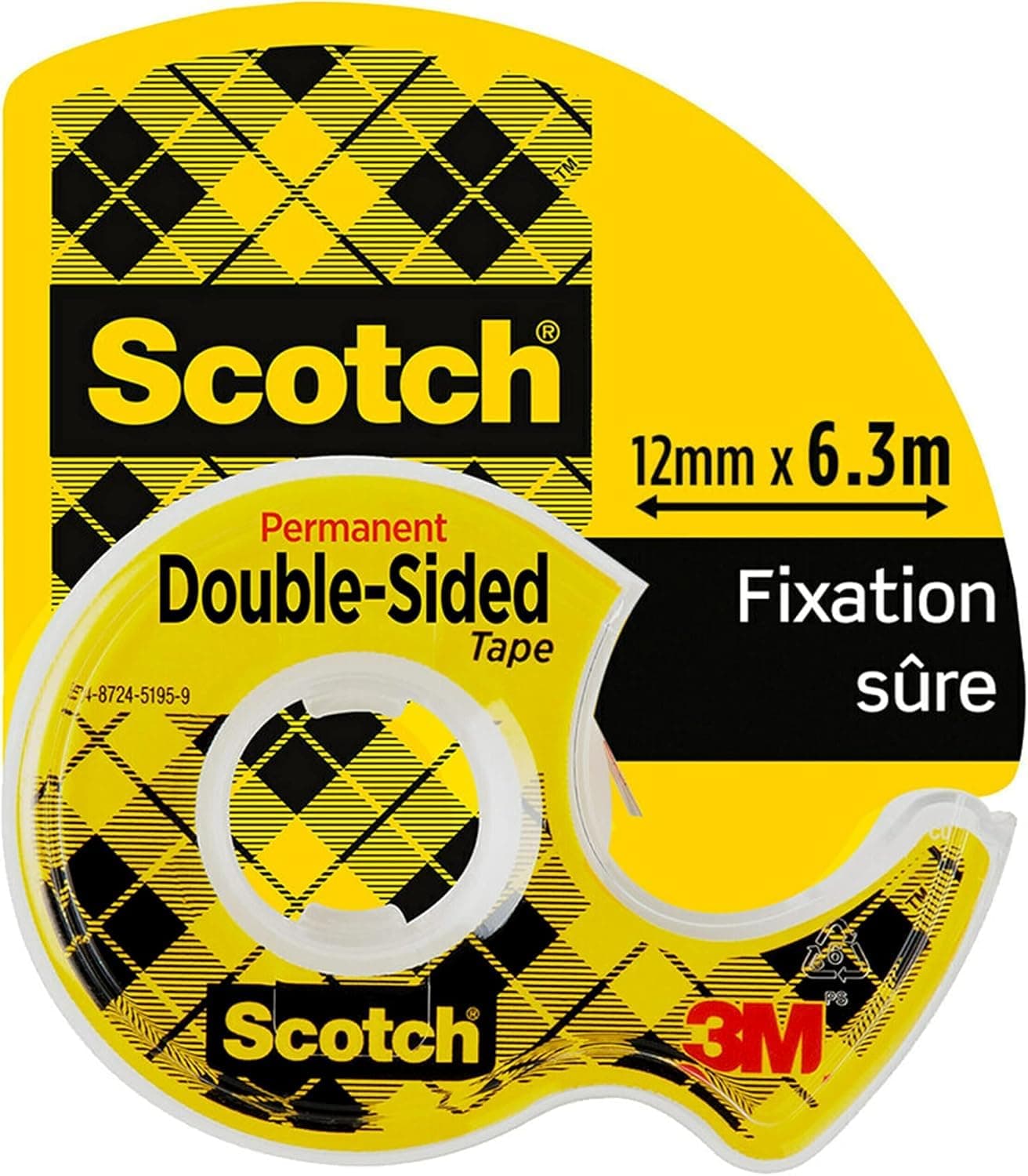 Scotch Le ruban Scotchdouble face-1 Rouleau 12,7mm x 6,3m sur dévidoir manuel - Emballage de cadeaux pour Noël et fourni
