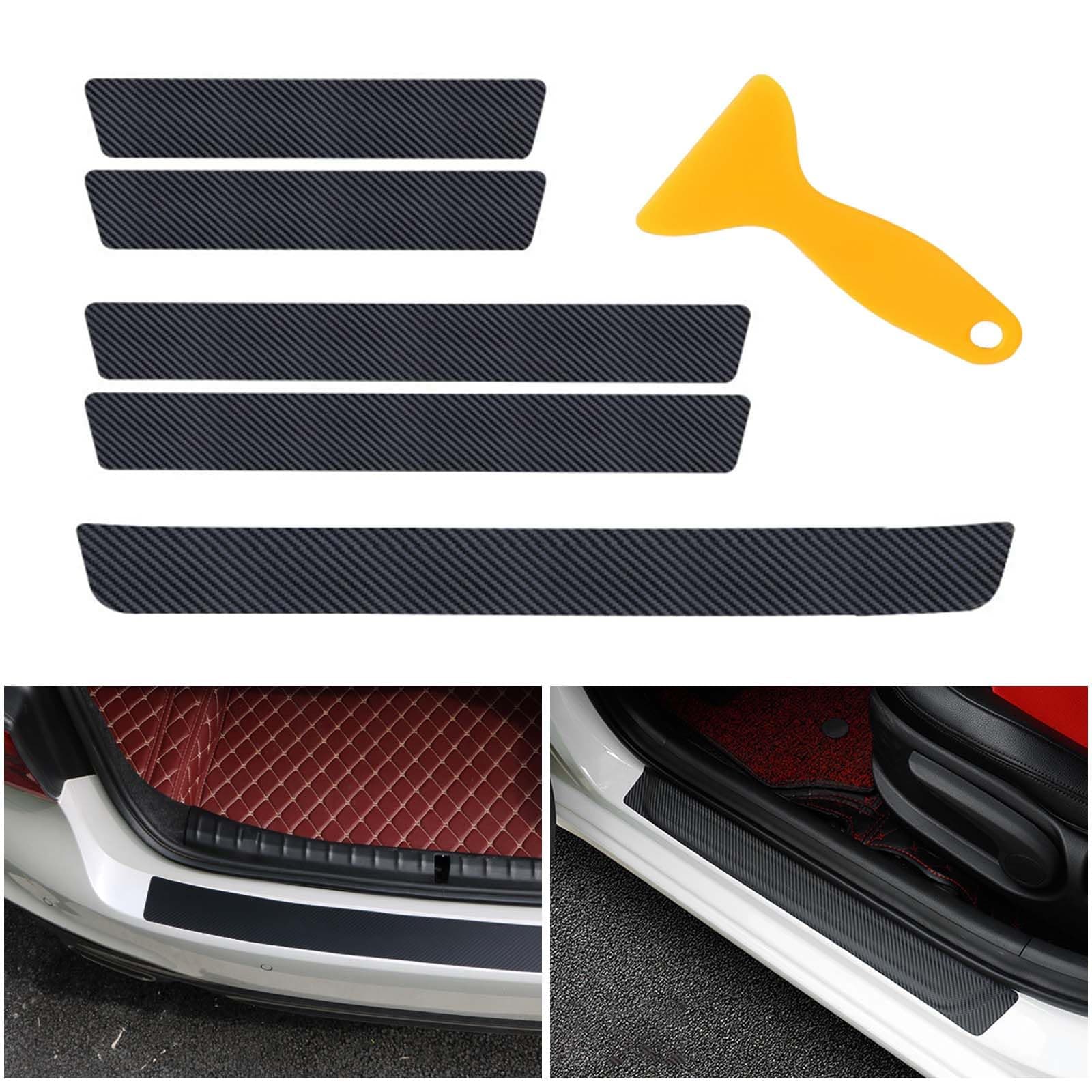 XoeLLe Protection Pare Choc Voiture en Fibre de Carbone 5 Pièces (Noir) Anti-Scratch avec 4D et Bande Autocollante