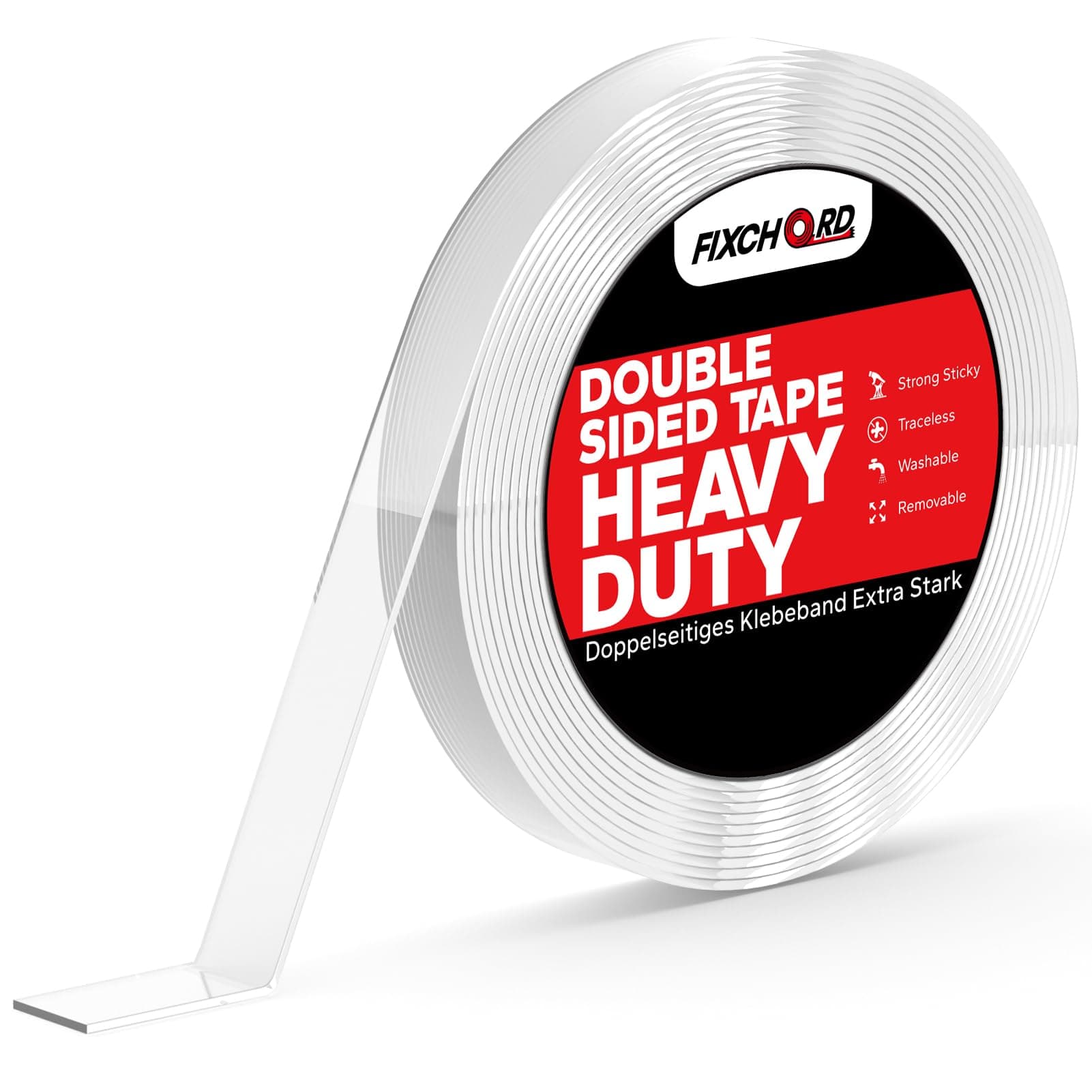 Ruban Adhésif Double Face FIXCHORD Extra Fort pour Murs et Moquettes,traitable par tous et imperméable, adapté aux Répar