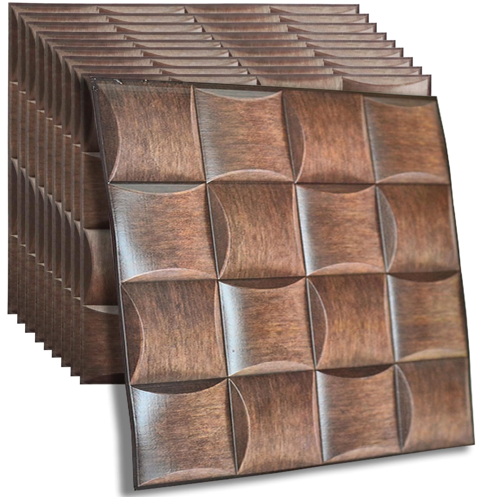 SZDianHai Lot de 10 autocollants muraux 3D bois - Décoration murale salon chambre - Peints à l'eau imperméables (30 x 30