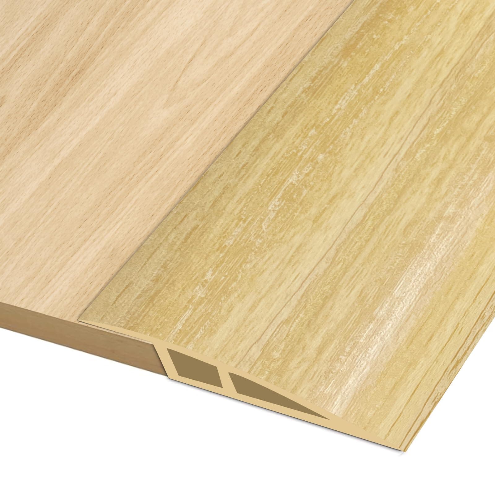 Barre de Seuil Auto-adhésive PVC 1m x 5cm, Rampe de Transition pour Portes (Grain de Bois Clair) pour Rattrapage de Nive