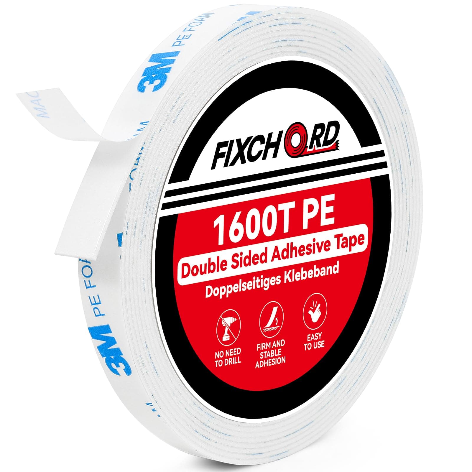 FIXCHORD 3M 1600T Ruban Adhésif Double Face Extra Fort, ruban adhésif double face extra fort, matériels de bricolage pou