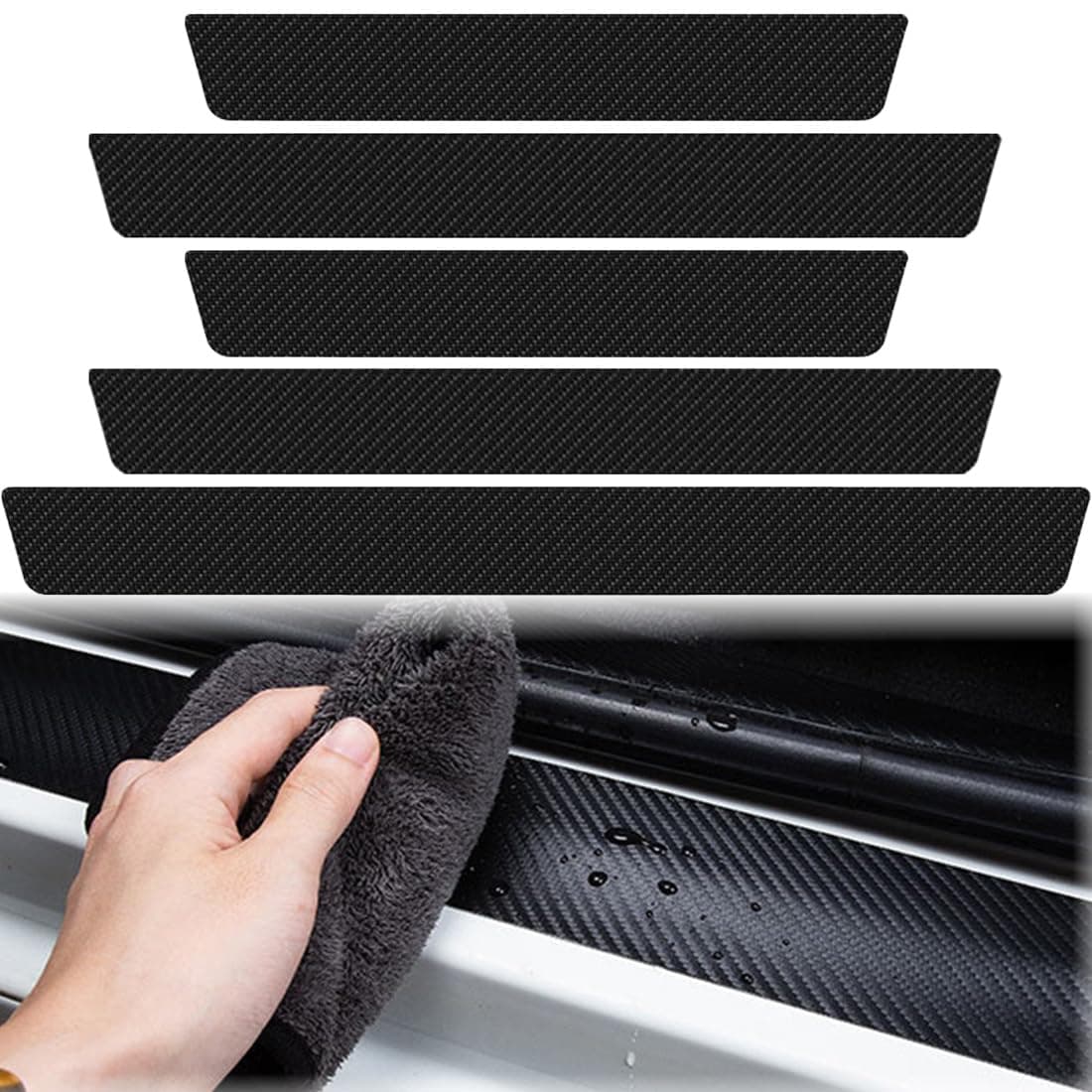 SULIUDAJI 4 Pièces Protection de Seuil de Voiture Carbone, Protection Anti-Rayures et Anti-Saleté pour Portes Avant et A