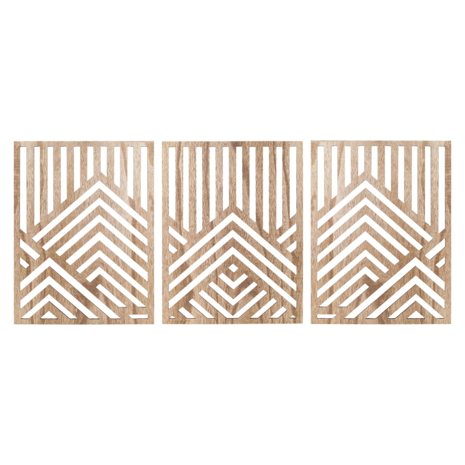 Jinzhenhong Panneaux d'art mural moderne en bois de montagne pour salon et chambre à coucher (marron clair)