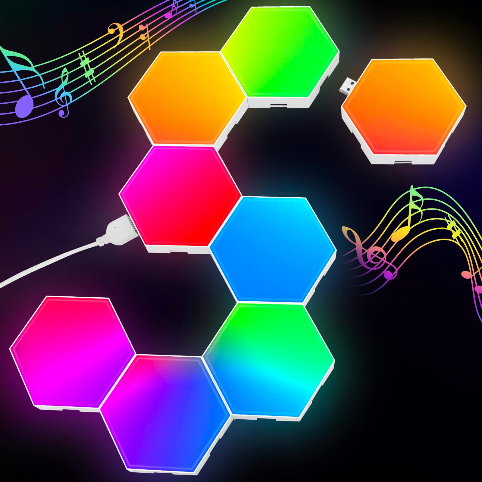 Panneau LED Hexagone Murale Lampe Smart RGB Modulaires Light pour Gaming Setup - Contrôle Tactile & App Télécommande - N