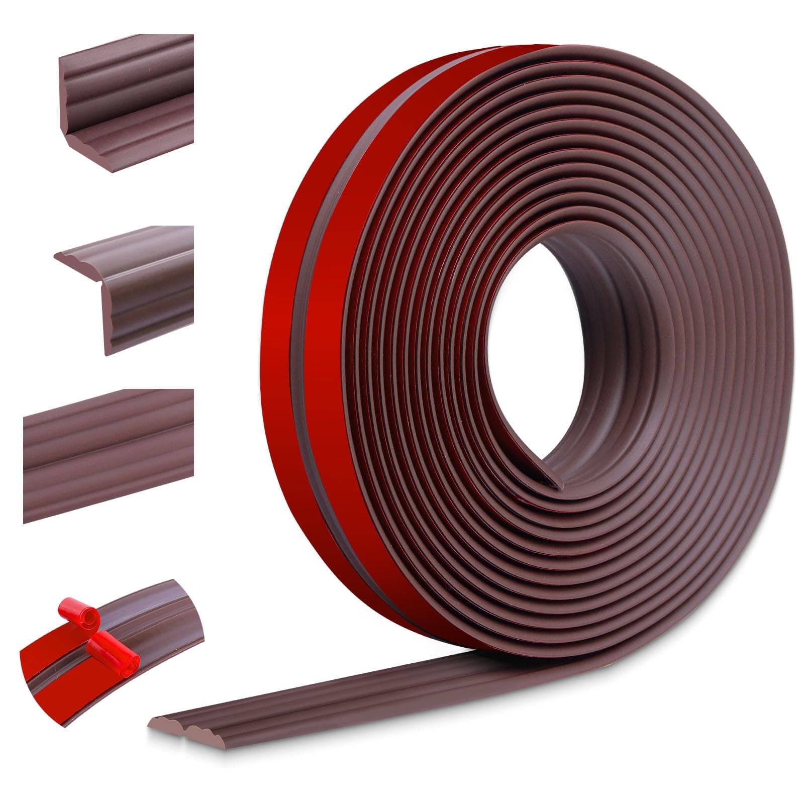 Moulure décorative PVC moulure murale adhésive protection angle souple pour mur et sol (20mm×3m, Marron)
Moulure décor