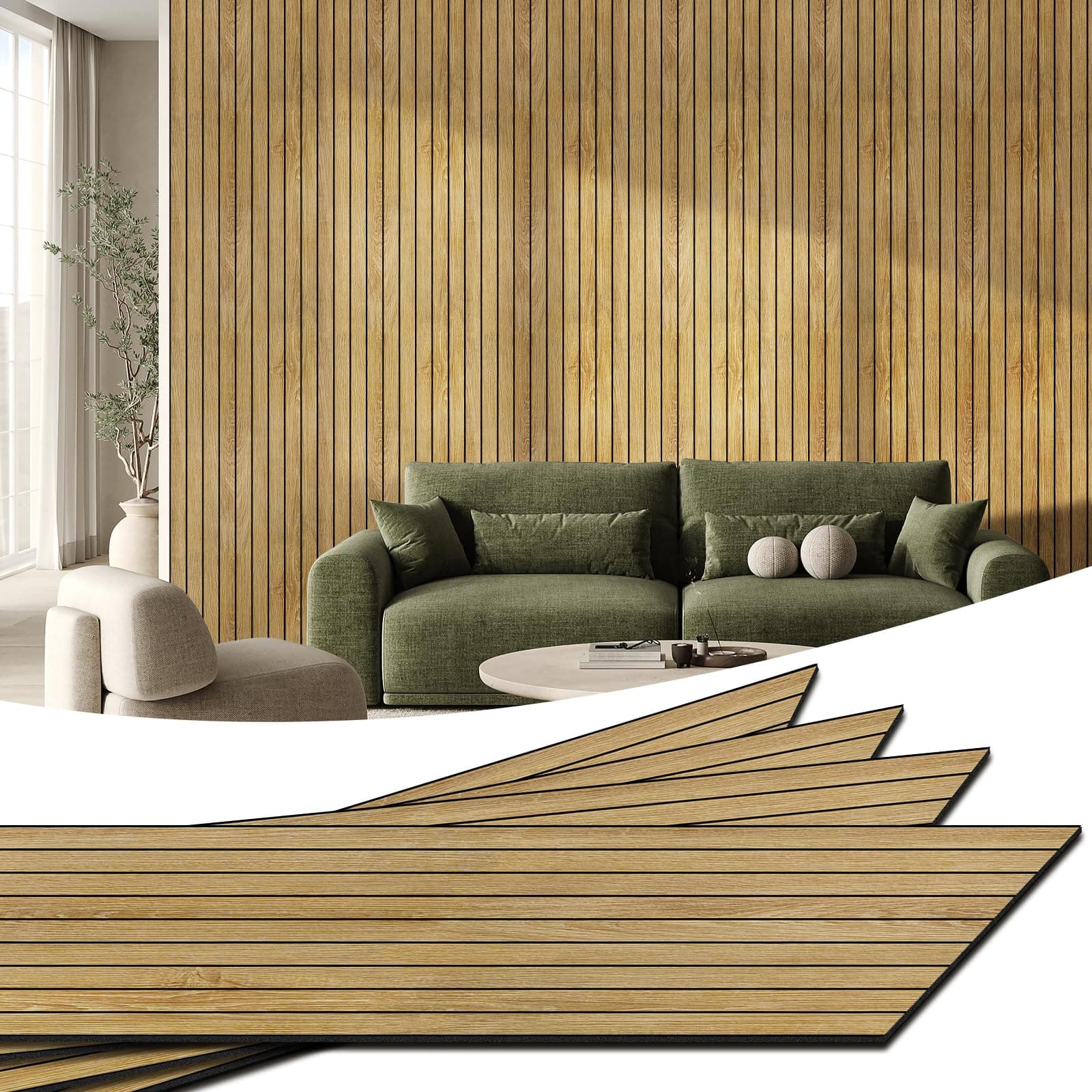 Panneaux Muraux PVC WADILE Imitation Bois 3D Auto-adhésifs – Isolation Phonique Salon Cuisine – Couverture env. 1,04 m²