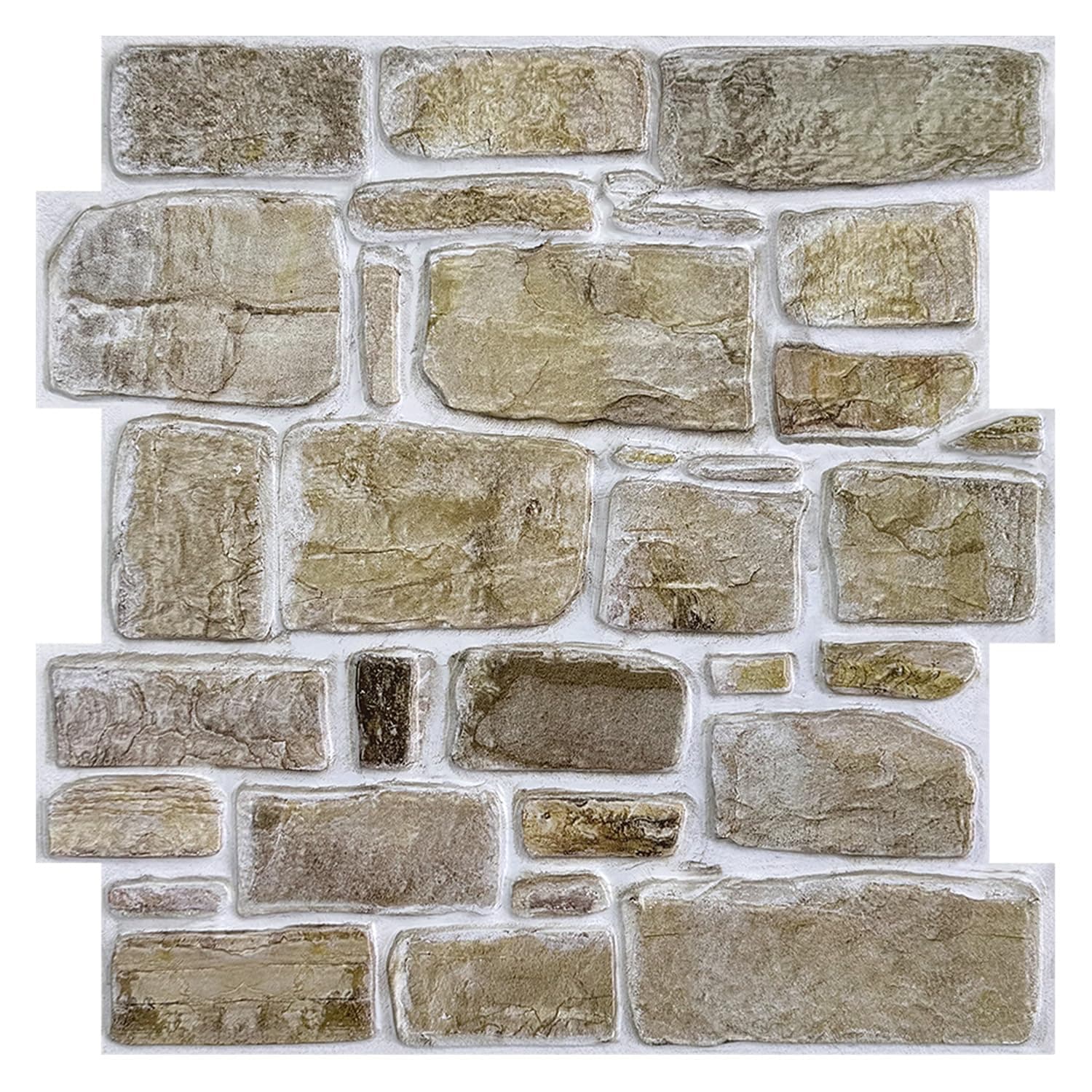 MZ Deco Panneaux Muraux 3D Adhésif Pierre, 10 Pièces, 30x30 cm, Brune Fausse Brique Murale PVC, Revêtement Mural 3D Adhé