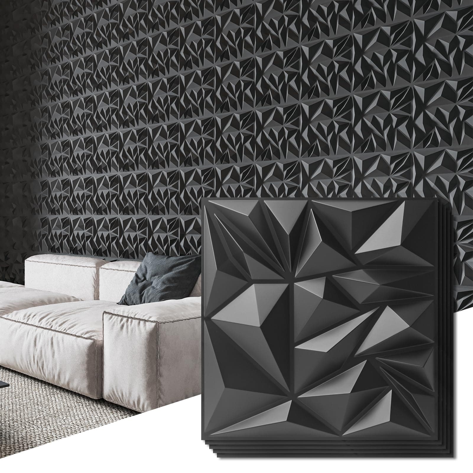 Art3d | Lot de 33 panneaux muraux 3D pour decoration murale moderne, panneaux texturés en losanges ideal pour jeux et de
