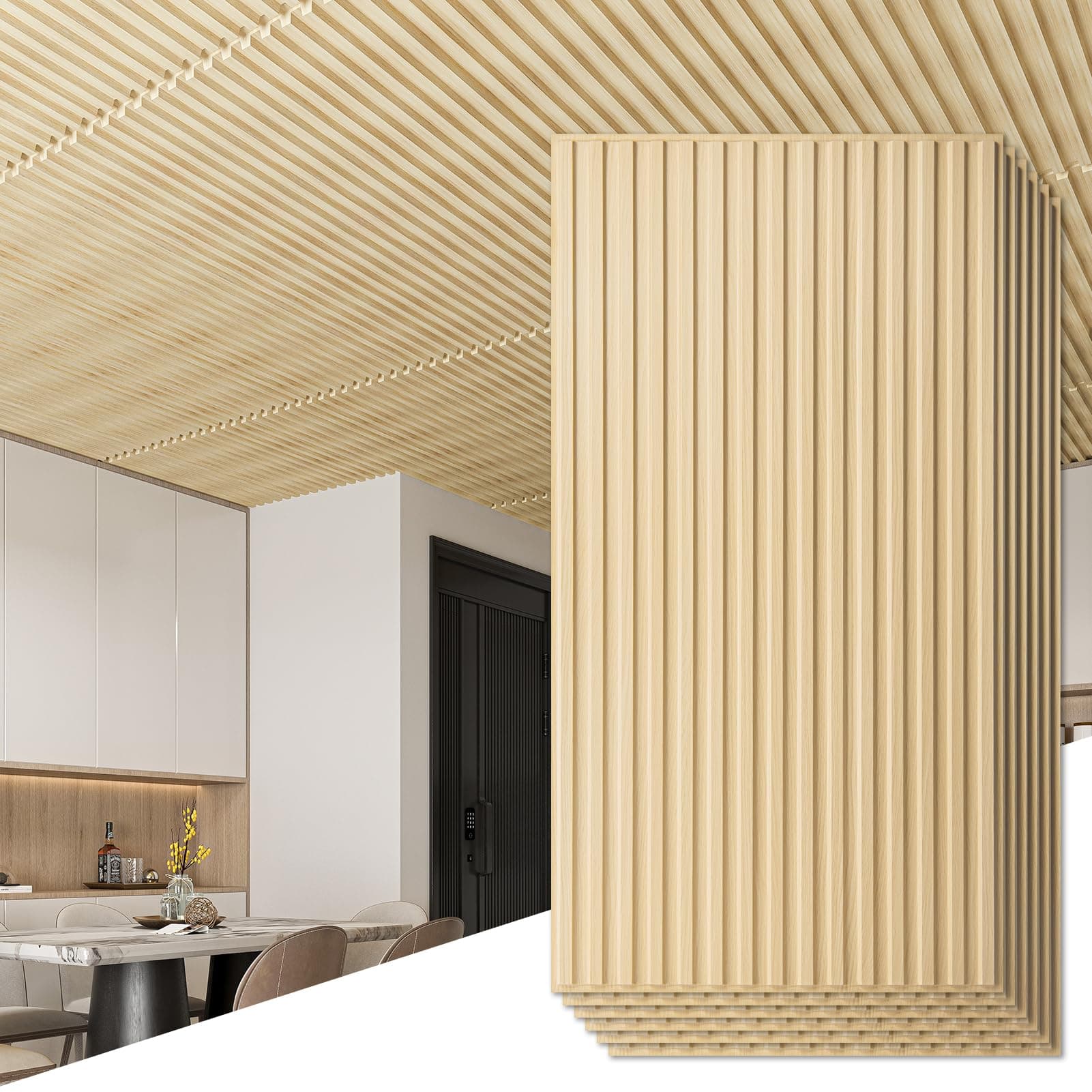 Art3d Panneaux muraux 3D à lattes en PVC Chêne Vintage (61x122 cm), Carreaux décoratifs pour Salon et Salle de bain, 6 p
