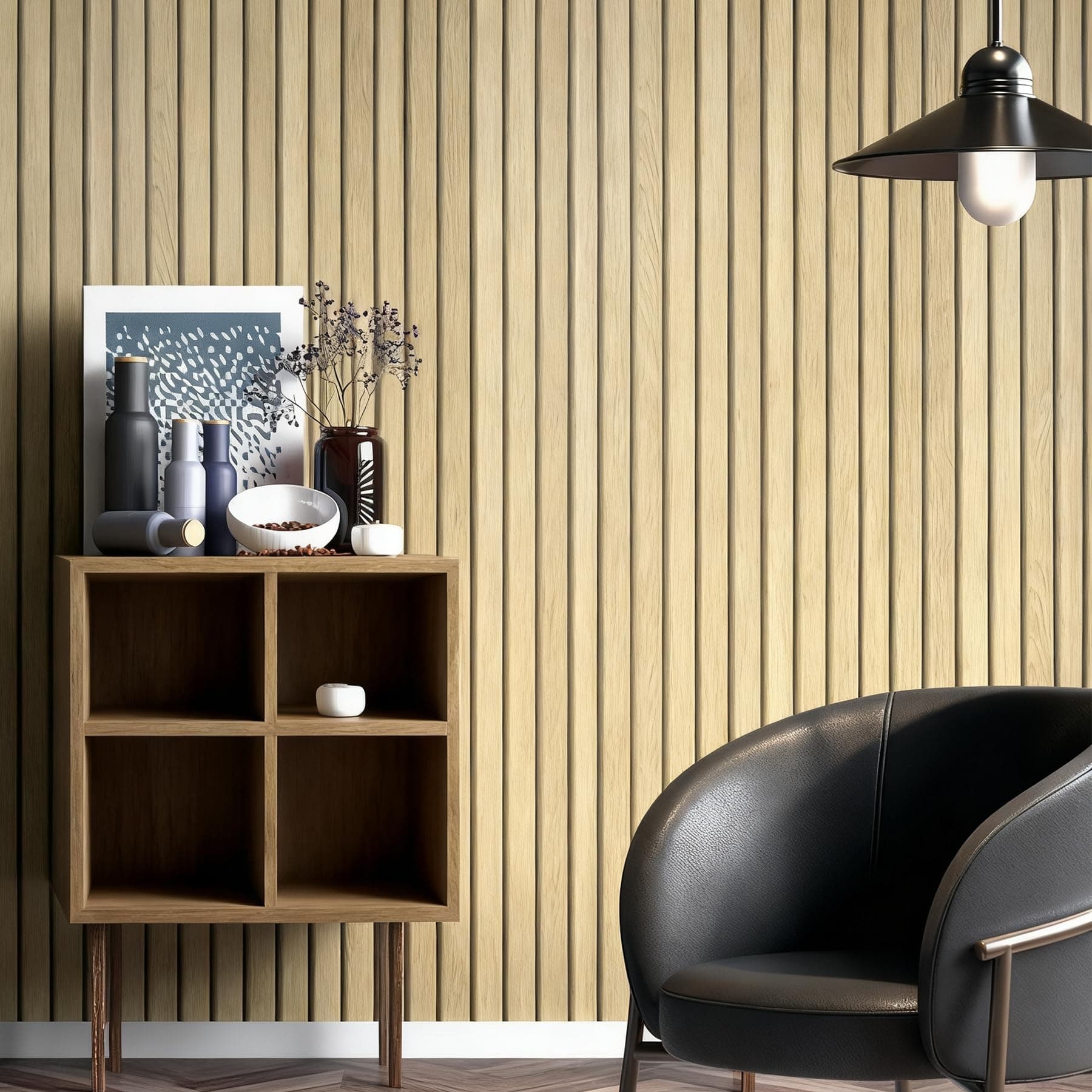 Decotalk Papier Peint Adhesif Mural Aspect Bois Effet 3D Amovible et Imperméable pour Salon et Chambre Concept Réalisé e