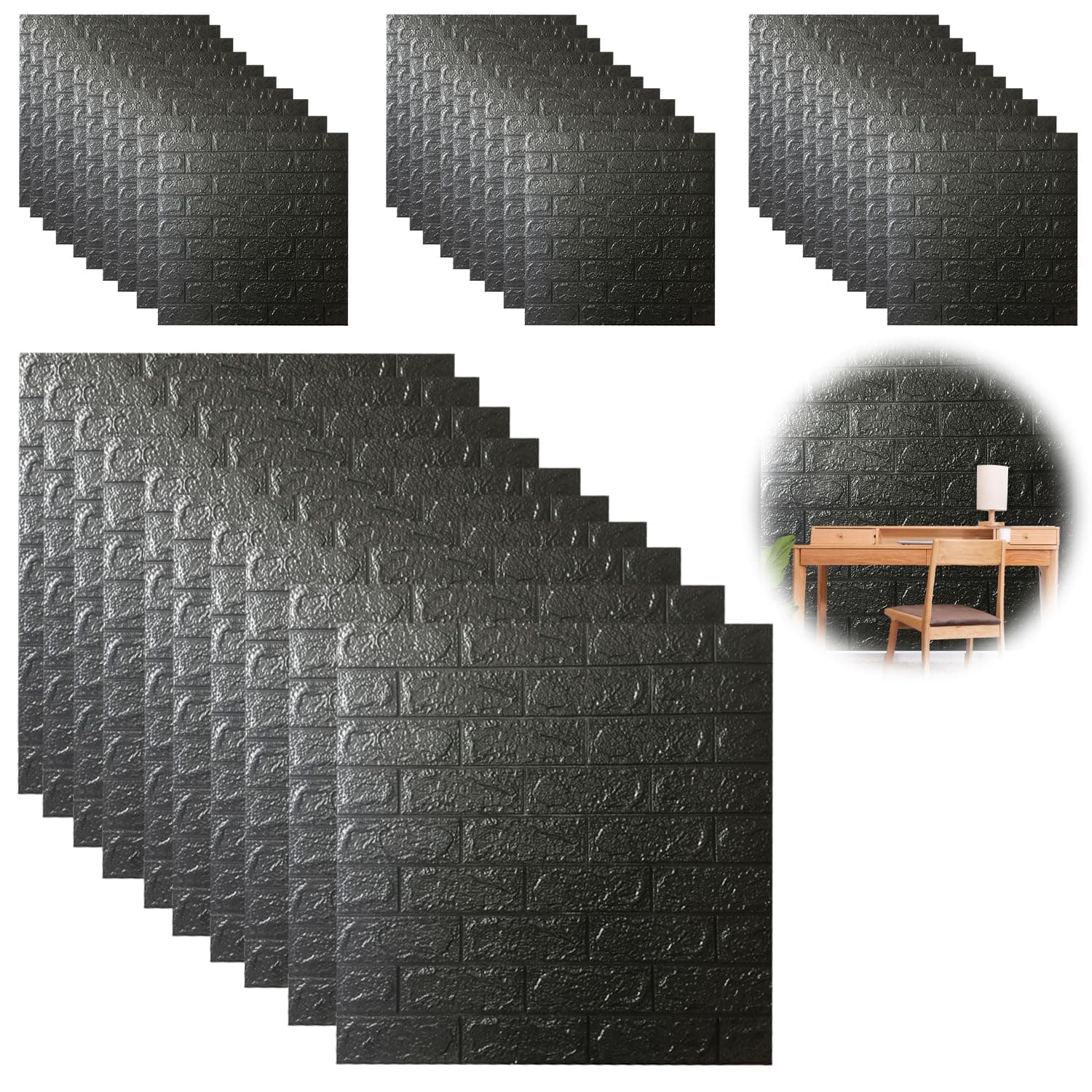 40 Pièces Papier Peint 3D Brique Adhésif Mural pour Séjour ou Garage, Dalle PVC Adhesive Murale, Panneau Revêtement Mura