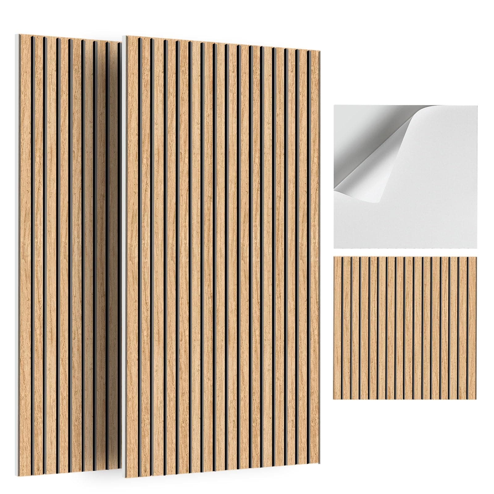 JBER Lot de 6 Panneaux Acoustiques Mural Chêne Rustique, Auto-Adhésifs pour Bureaux et Maison, Haute Performance Acousti