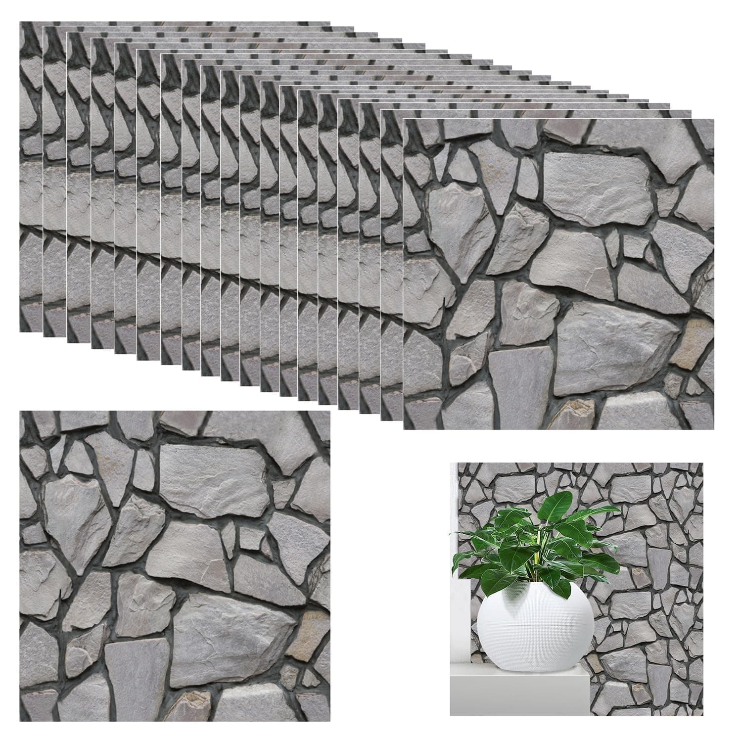 Lot de 20 Papier Peint 3D Brique Adhésif Murale Populaires aux États-Unis, Dalle PVC Adhesive Murale pour Décoration Int