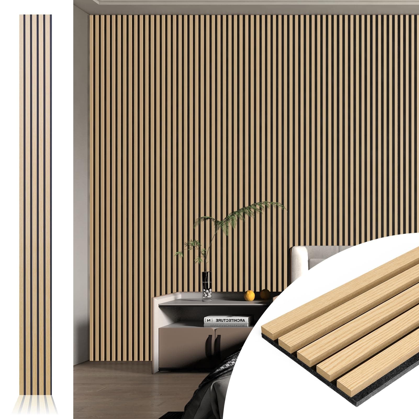 Art3d Panneaux acoustiques 3D Lot de 4 chêne 273 x 20cm mur et plafond isolation sonore
