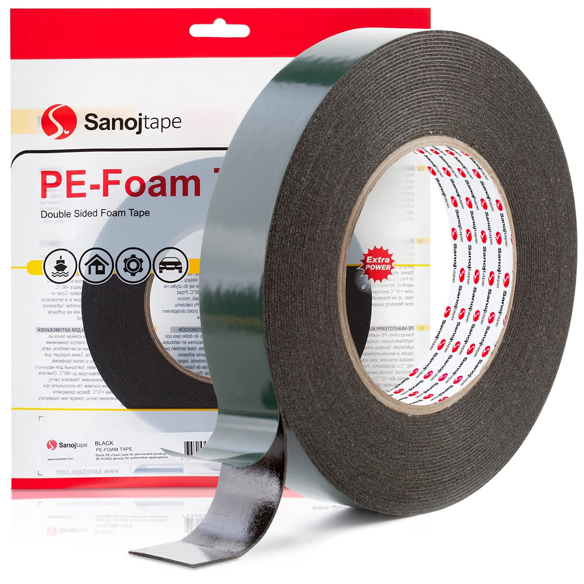 Sanojtape Ruban Adhésif Double Face Extra Fort – Fixation Sans Perçage pour Auto, Maison et Bricolage – Mousse Acrylique