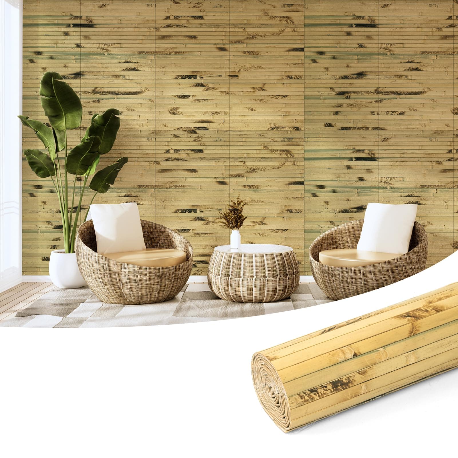 Art3d Panneau mural en bambou naturel pour décoration murale intérieure - Renouvelable - Bureau, Armoire, Plafond - 30 x