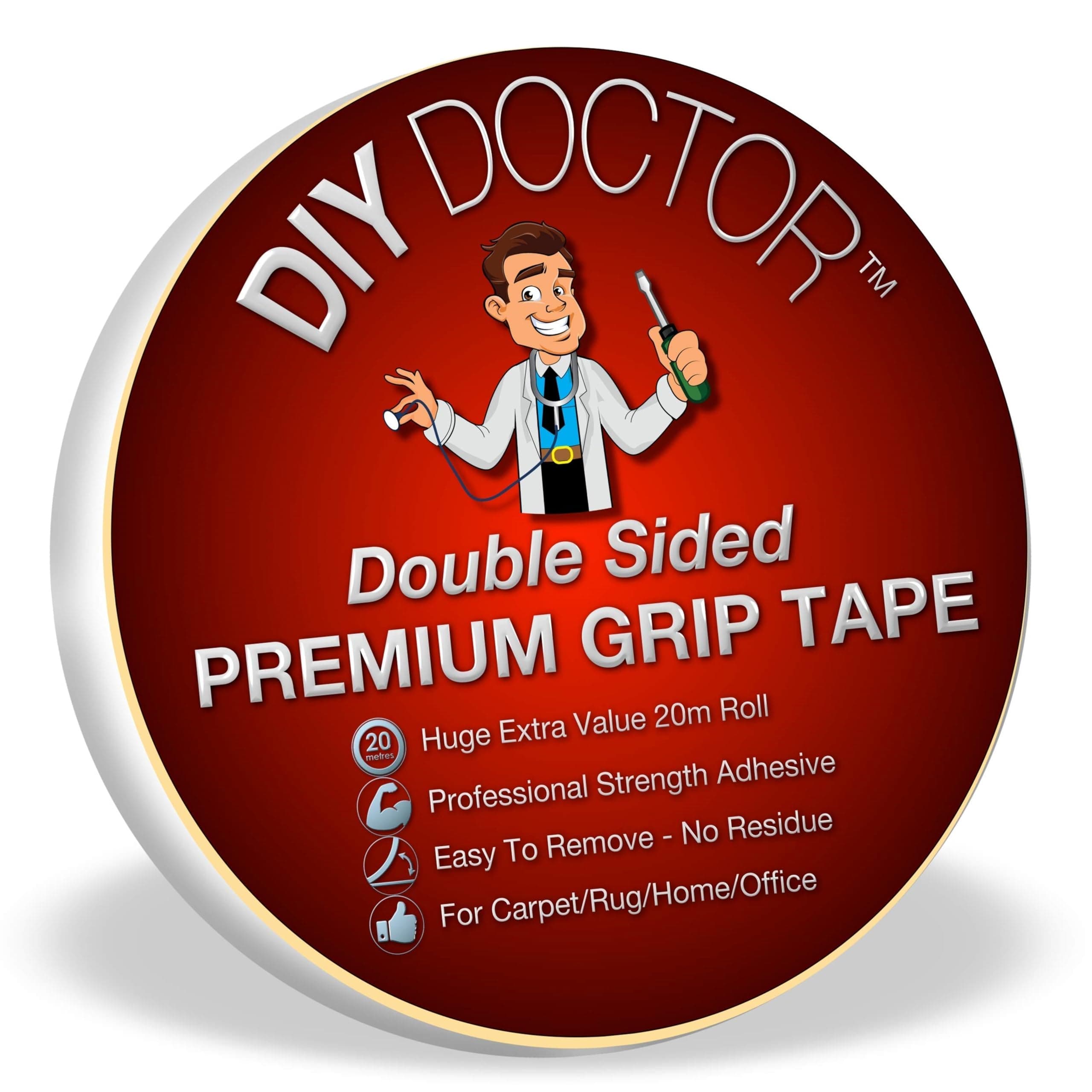 Diy Doctor - Ruban adhésif double face fixation extra forte - Ultime force d'adhérence - Relie presque tout sans trace -