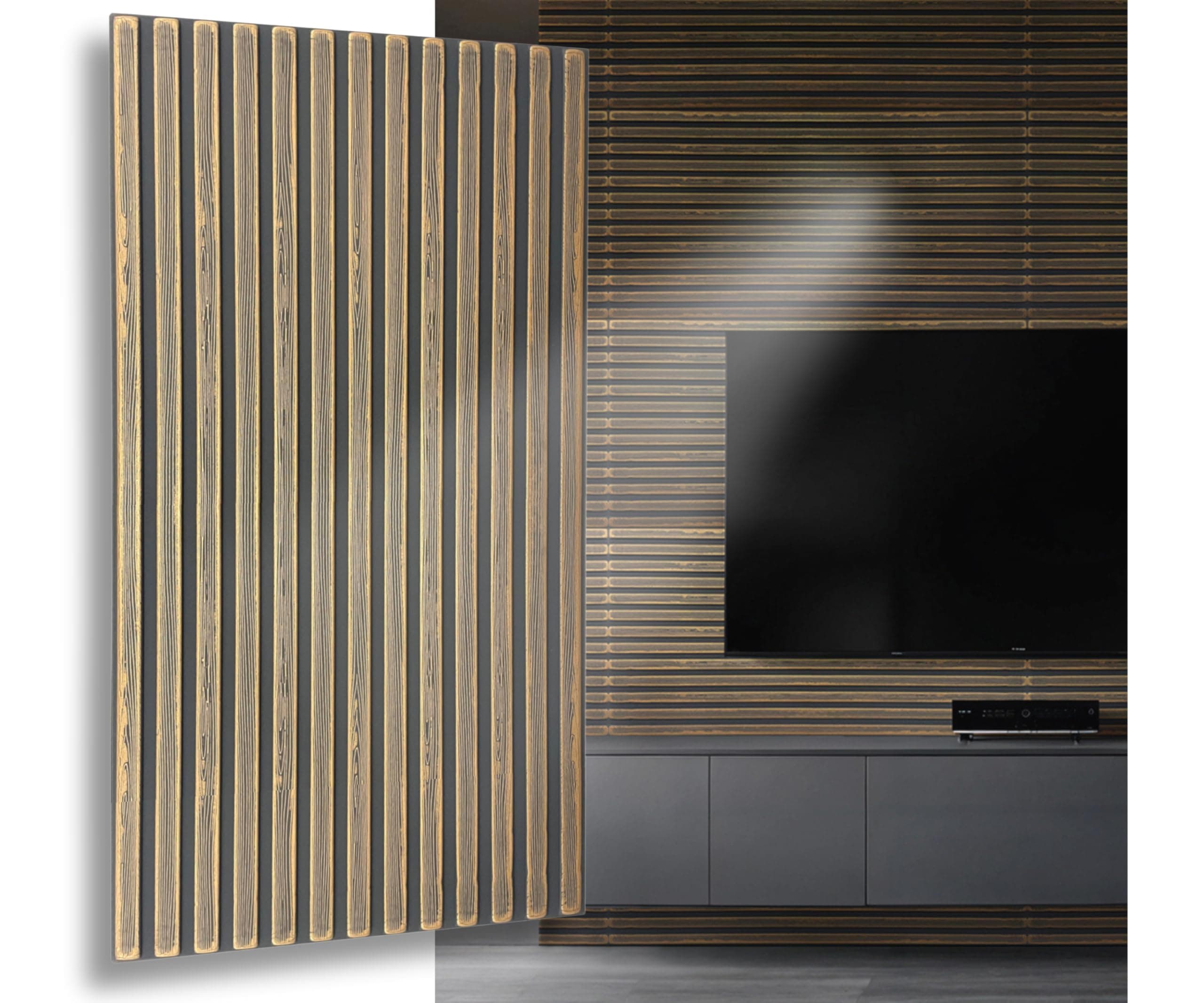 Panneaux 3D en polystyrène doré - Décoration de plafond - Imitation lamelles - 3 mm d'épaisseur - 100 x 50 cm - 3 m² -.d