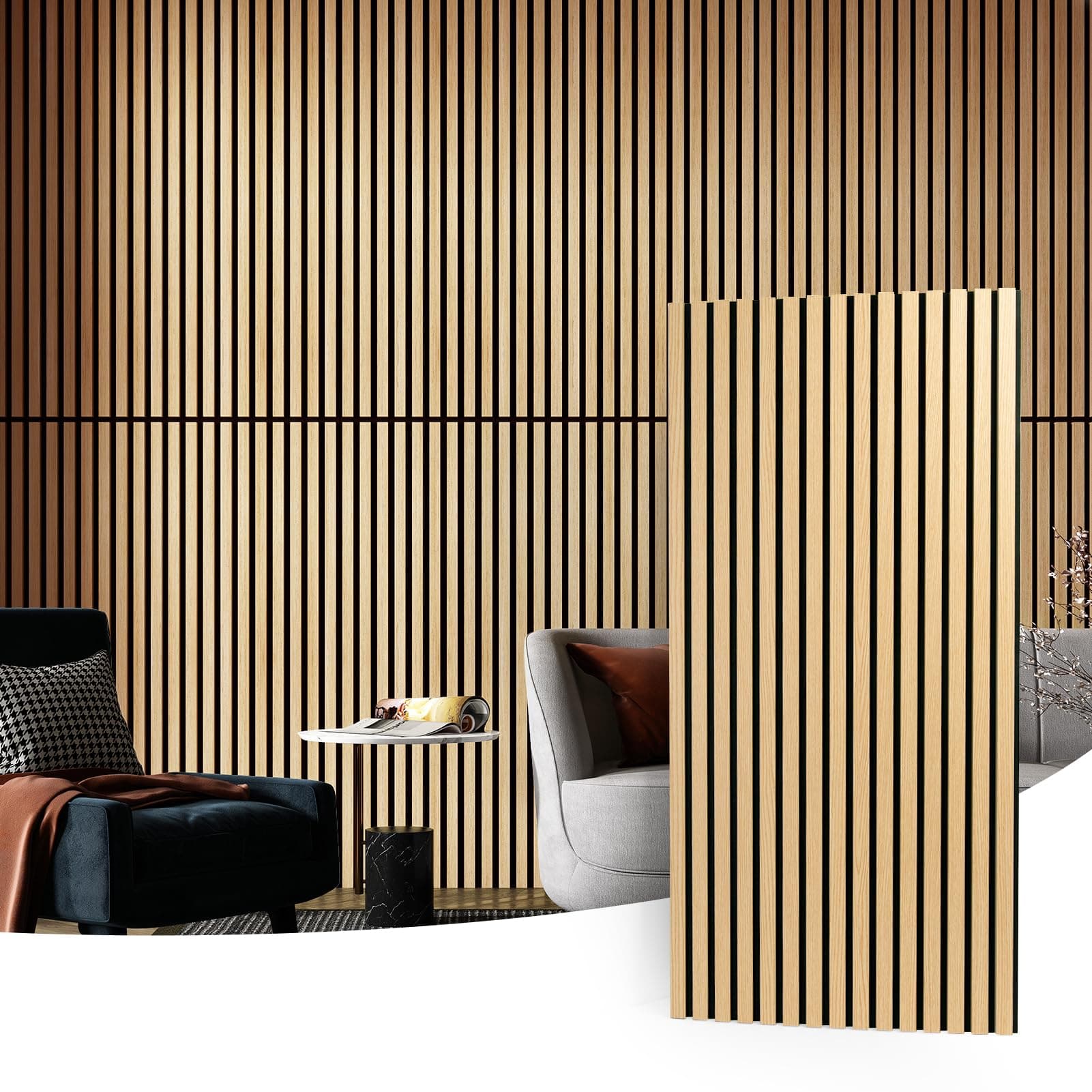Art3d Lot de 4 panneaux acoustiques 3D en chêne absorbant le bruit 2,88㎡ pour mur et plafond - Chêne noir