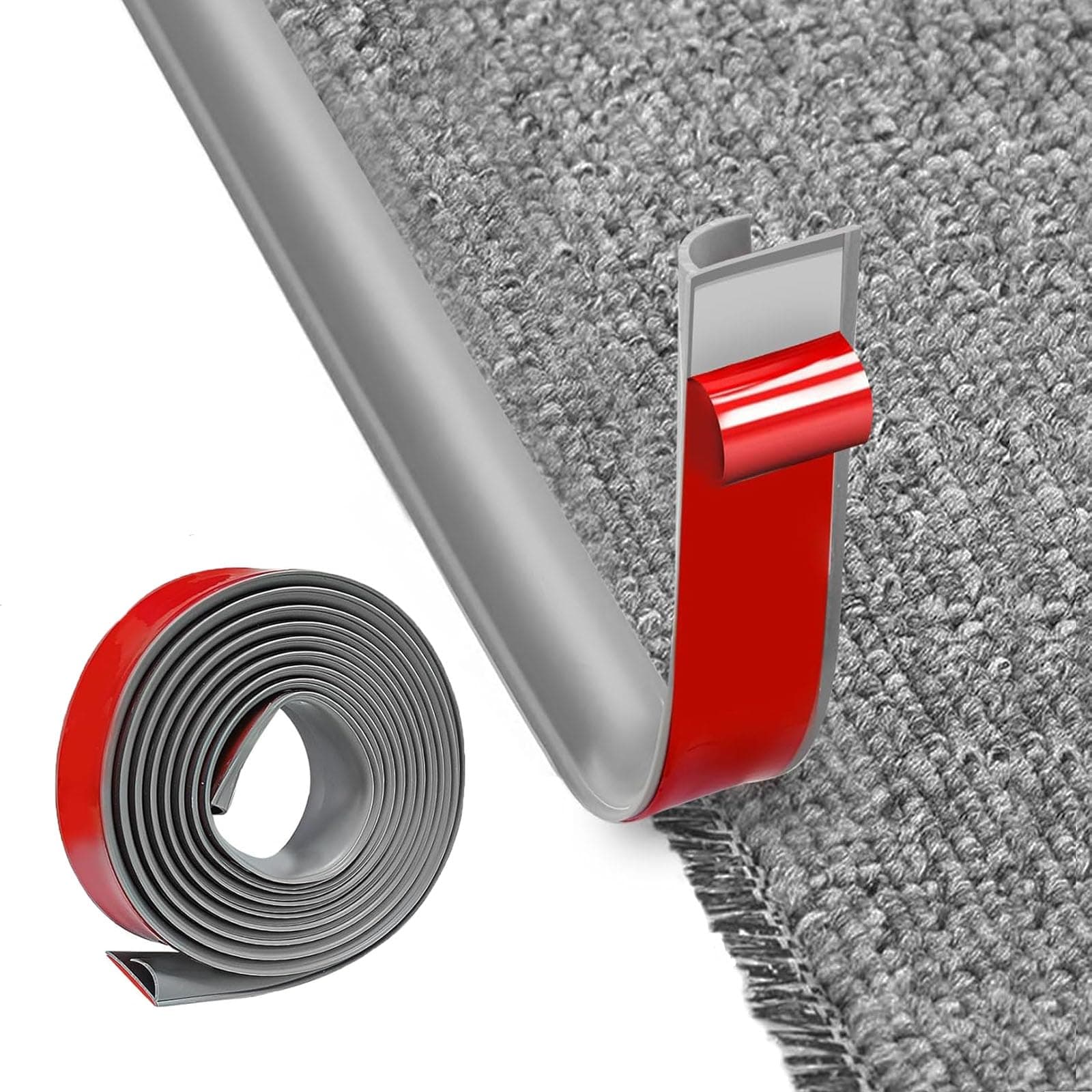 Bande de Seuil Adhésif 5 M Gris Bois Facile à Découper pour Portes, Tapis et Escaliers