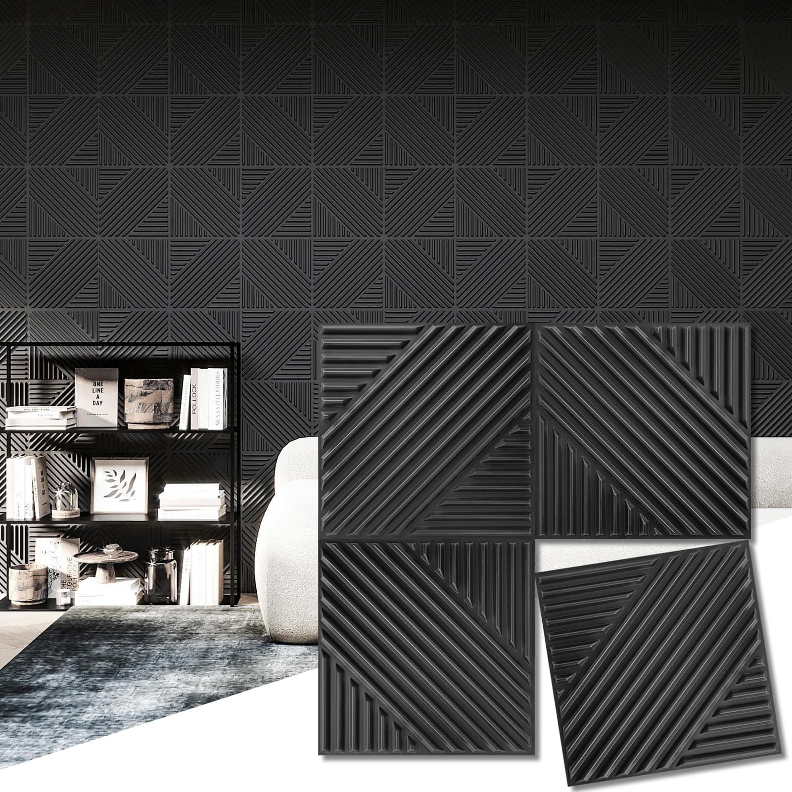 Art3d Lots de 33 panneaux muraux 3D pour décoration intérieure, panneaux texturés design pour salon & chambre, TV mural