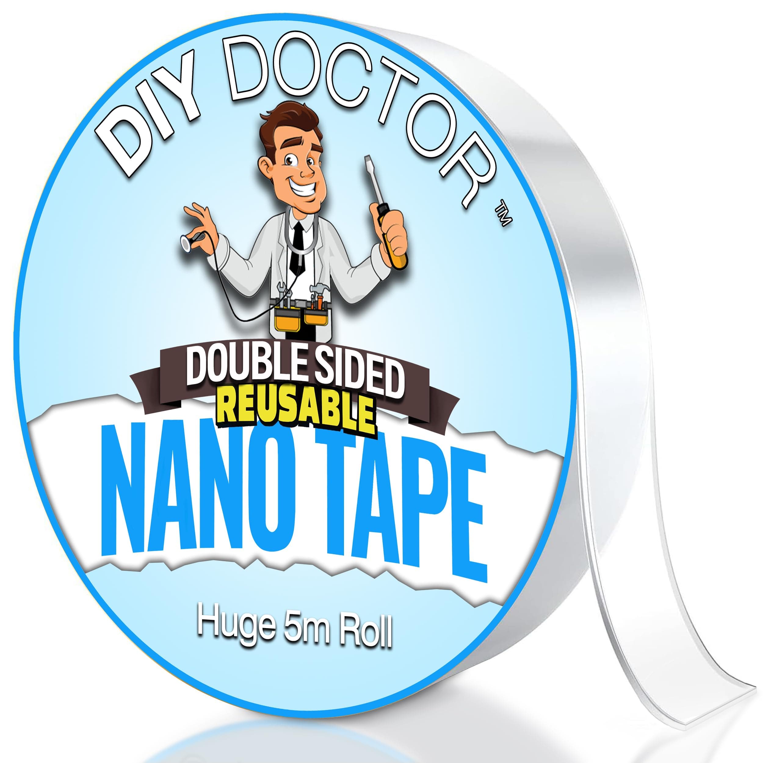DIY Doctor Ruban en gel nano robuste et sans traces - Adhésif double face lavable et amovible - Idéal pour travaux de br