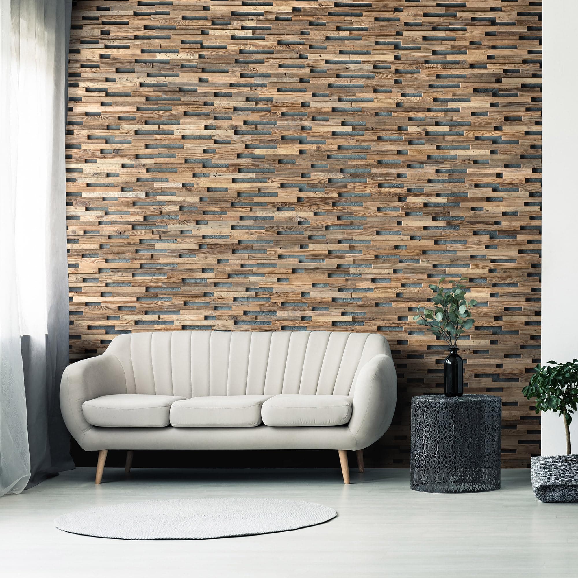 Panneaux muraux en bois recyclé 3D - Décoration murale vintage (1 m²)