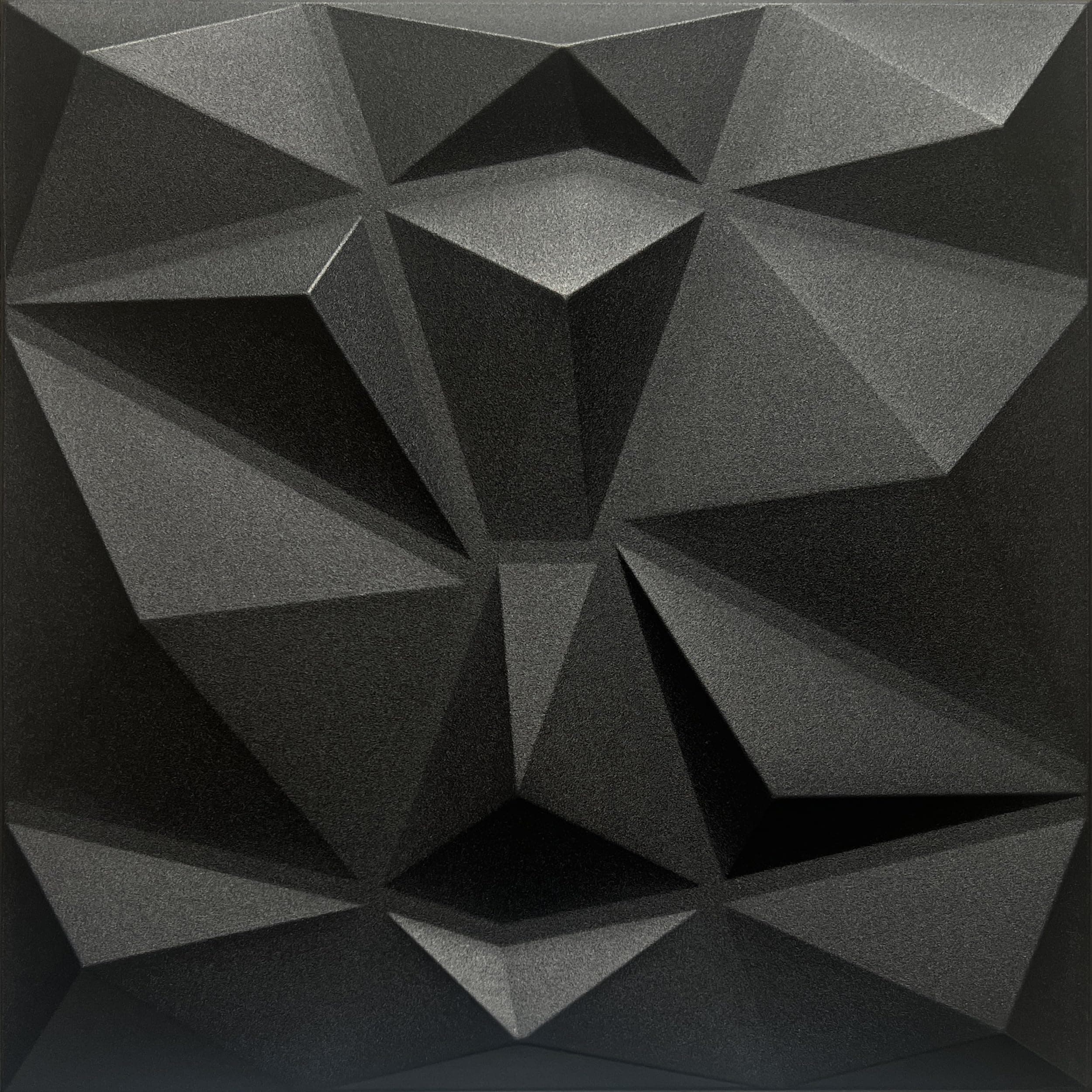 DECCART - Panneaux Muraux Decoratifs 3D Noir | Revêtement Mural Polystyrène PSE | Pour Décoration_INTÉRIEUR | 50x50 cm,