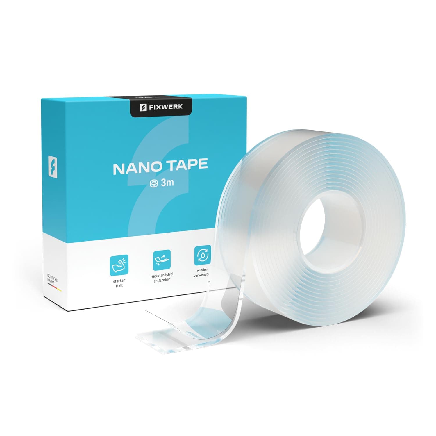 FIXWERK Nano Tape Ruban adhésif double face extra fort pour réparation polyvalent résistant à l'eau et réutilisable