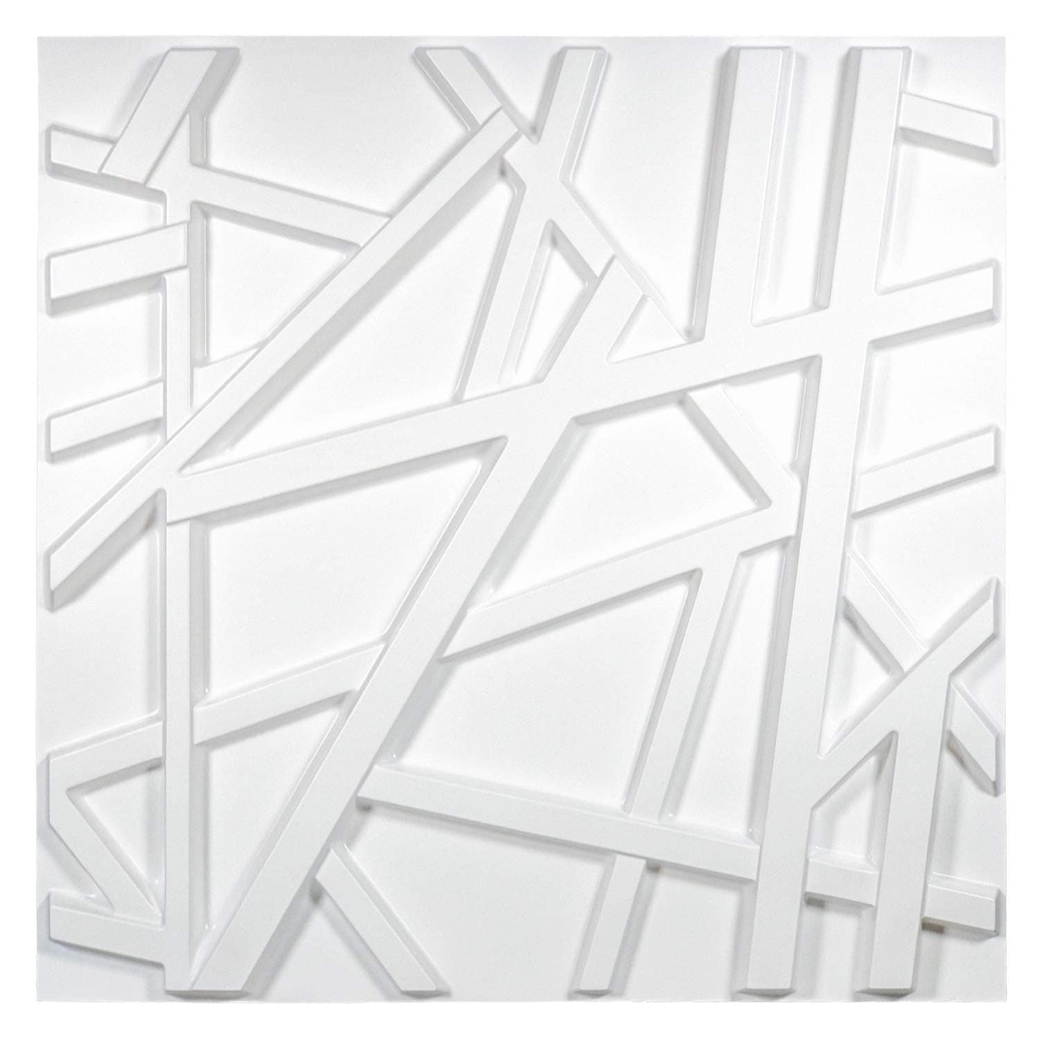 Art3d, Panneau Mural 3D en PVC Blanc Mat, Design Géométrique Croisé, Idéal pour Décor Intérieur, 12 Pièces 3m²