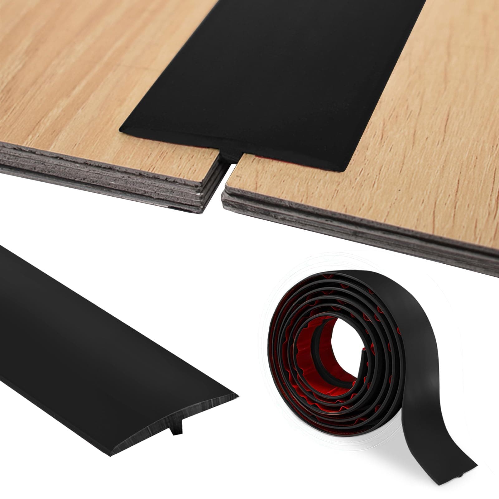 PVC Profilé en T Barre de Seuil Autocollant 5cm x 200cm pour Transition de Sol et Porte Fenêtres Sécurité Élégant