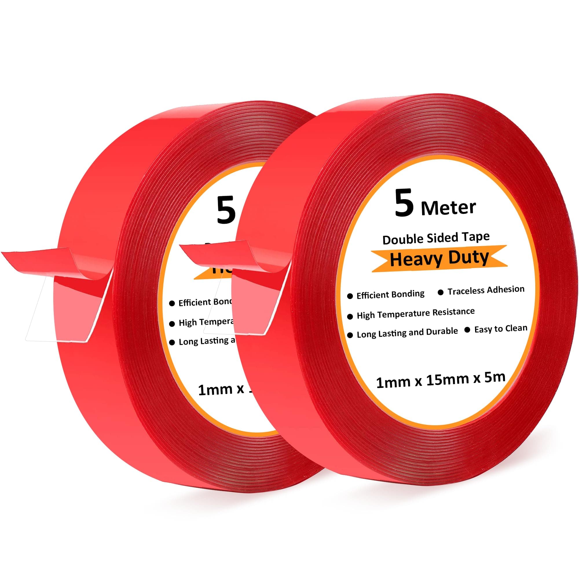 Rusoz Double Sided Tape Fort 2 Rouleaux Transparents Multifonctionnel étanche pour Murs Plastique Métal