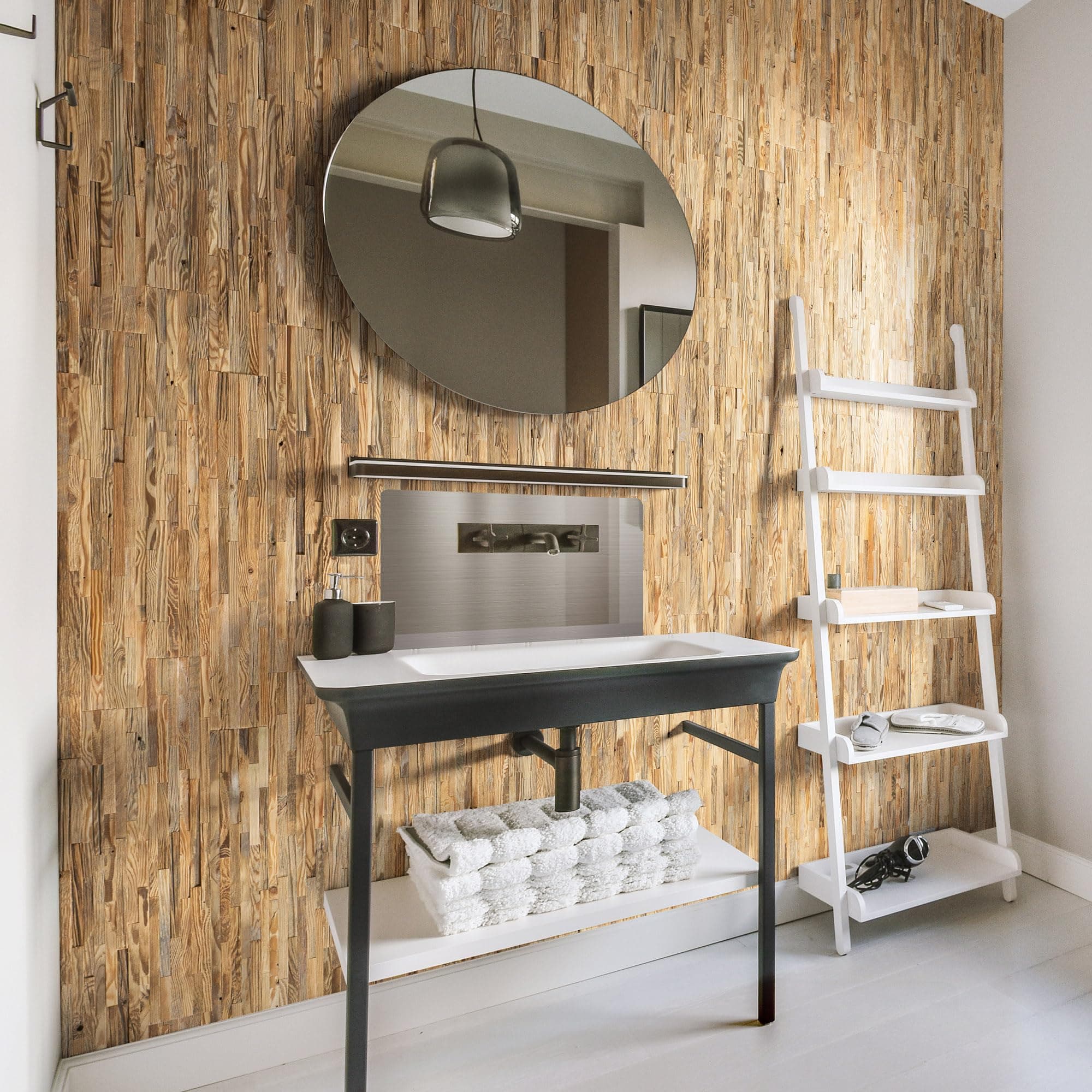 Revêtement mural en bois recyclé naturel vintage pour décoration murale Design Brut (1m2)